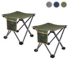 AIRZANER 2 Piece Camping Stool, Folding Small Chair Portable Camp Stool for Camping Fishing Hiking Gardening and Beach, Camping Seat (Green, L 13.5")