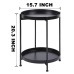 2 Tier 15.7" Dia. Metal Round Side Table with Removable Storage Tray for Living Room,Bedroom Nightstand End Table - Black